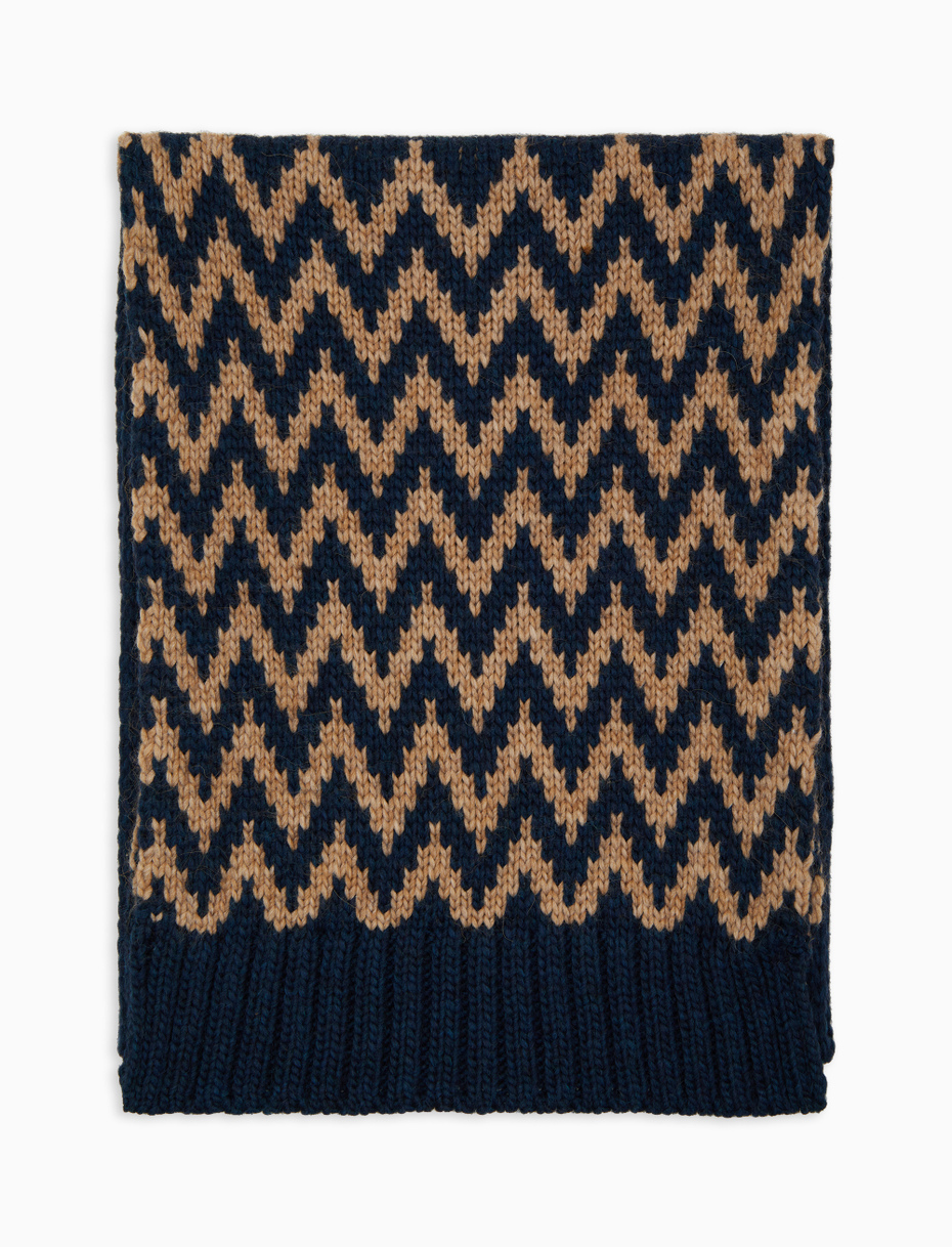 Sciarpa unisex lana blu fantasia chevron - Gallo 1927 - Official Online Shop