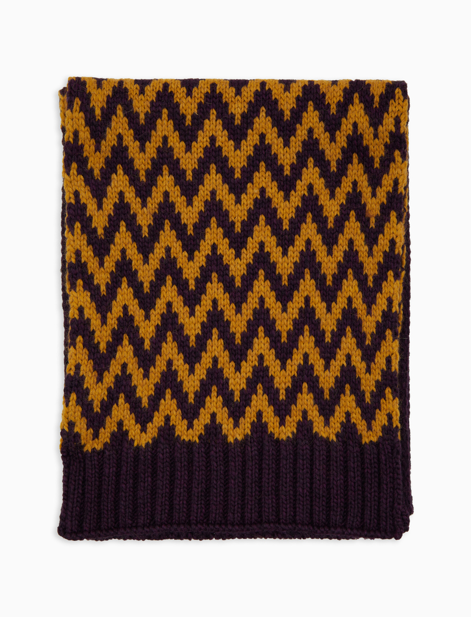 Sciarpa unisex lana viola fantasia chevron - Gallo 1927 - Official Online Shop