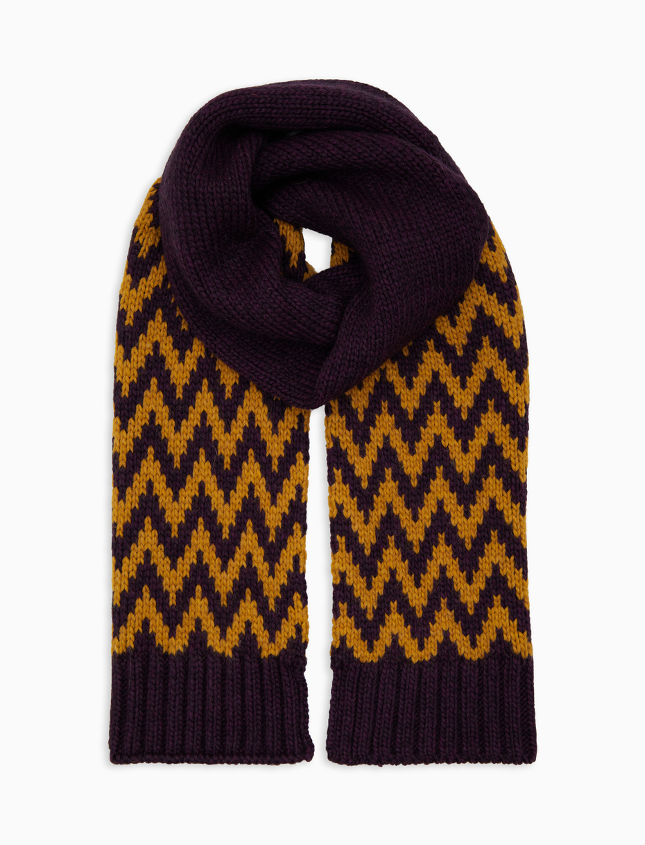 Sciarpa unisex lana viola fantasia chevron - Gallo 1927 - Official Online Shop
