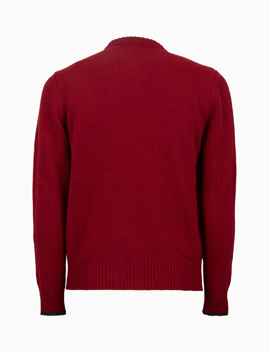 Men's plain red wool crew-neck - Gallo 1927 - Official Online Shop