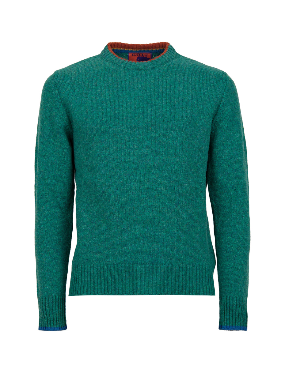 Pull girocollo uomo lana verde tinta unita - Gallo 1927 - Official Online Shop
