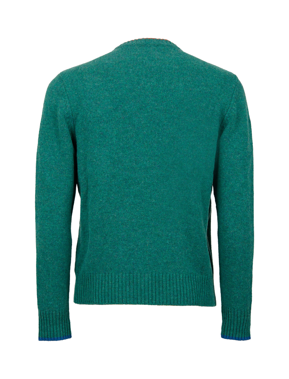 Pull girocollo uomo lana verde tinta unita - Gallo 1927 - Official Online Shop