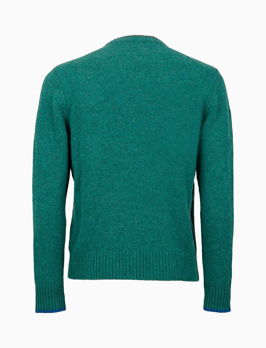Pull girocollo uomo lana verde tinta unita - Gallo 1927 - Official Online Shop