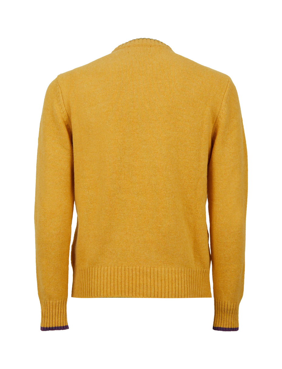Men's plain yellow wool crew-neck - Gallo 1927 - Official Online Shop