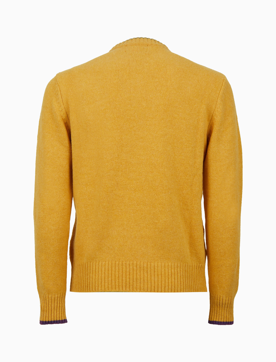 Men's plain yellow wool crew-neck - Gallo 1927 - Official Online Shop