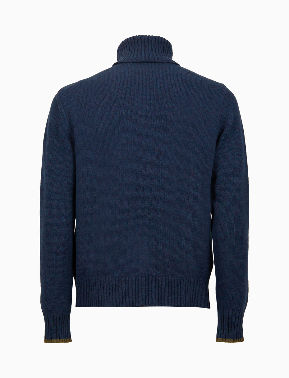 Men's turtleneck sweater in solid blue wool - Gallo 1927 - Official Online Shop
