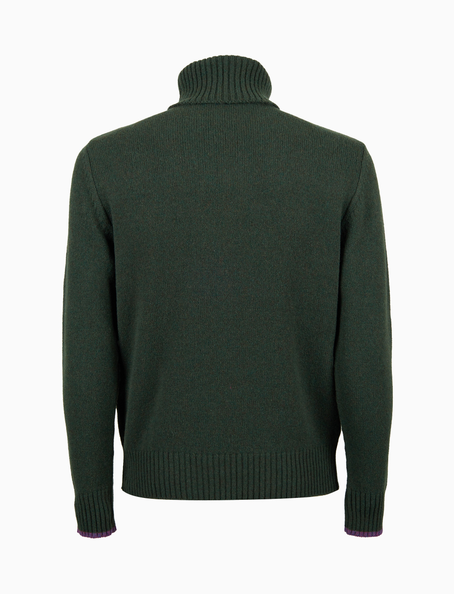 Pull dolcevita uomo lana verde tinta unita - Gallo 1927 - Official Online Shop