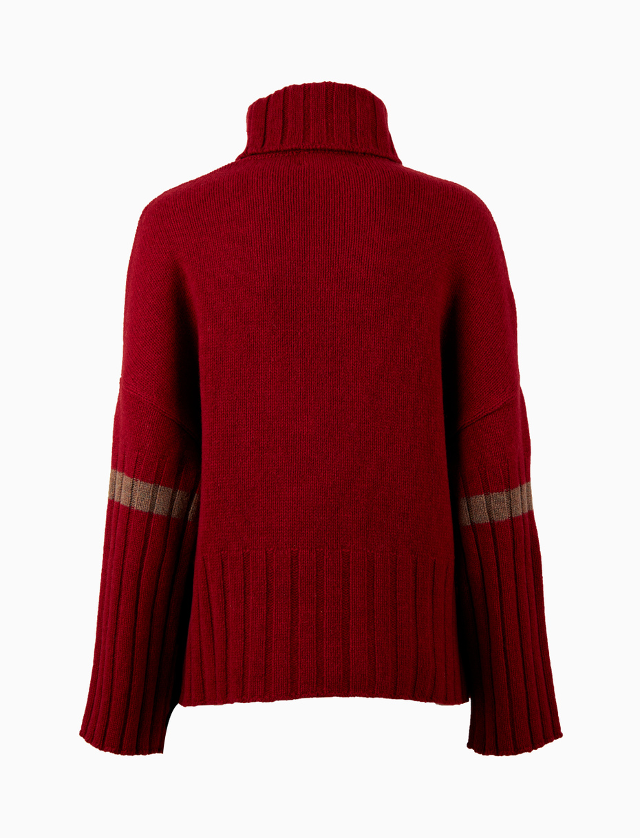 Pull dolcevita donna lana rosso tinta unita - Gallo 1927 - Official Online Shop