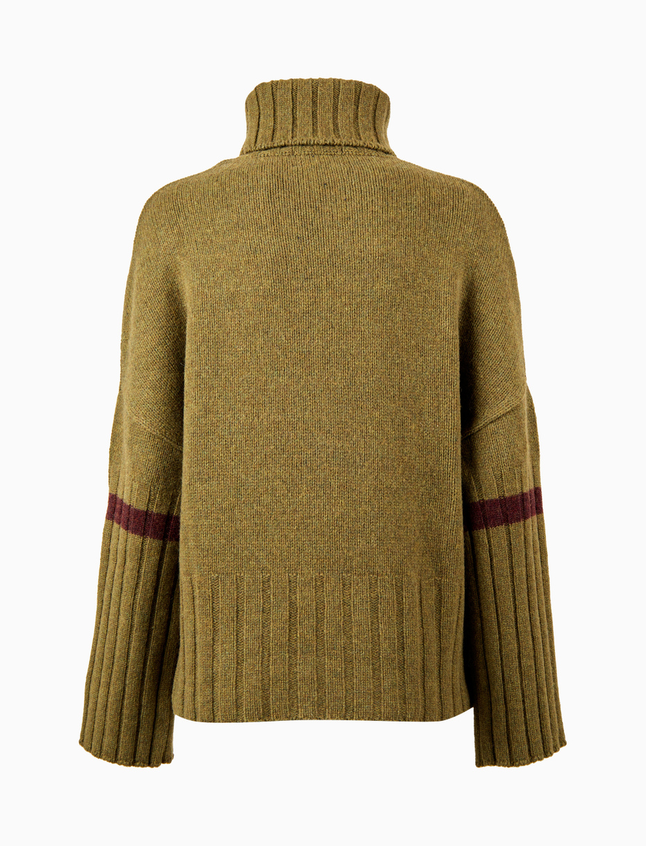 Women's plain green wool turtleneck - Gallo 1927 - Official Online Shop