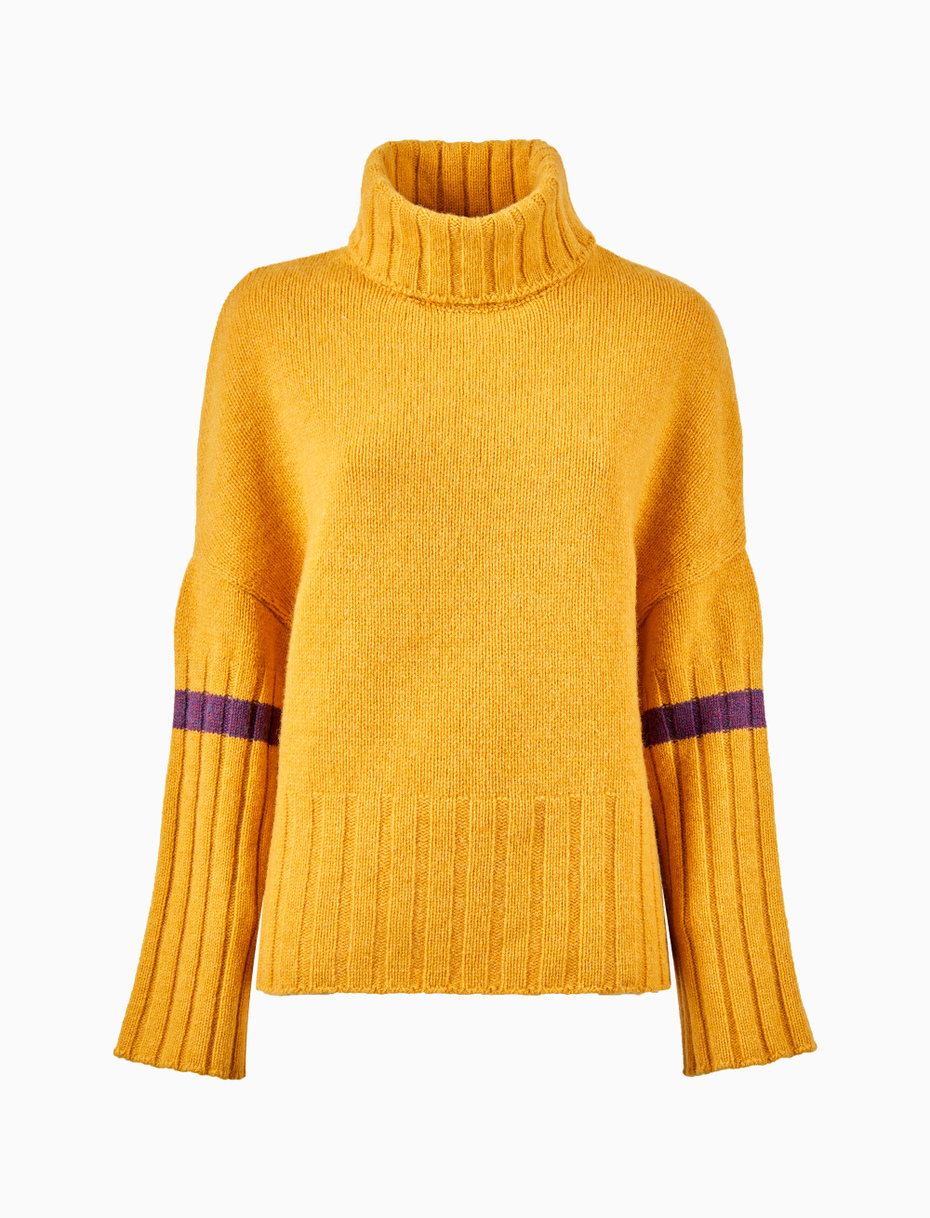 Women's plain yellow wool turtleneck - Gallo 1927 - Official Online Shop