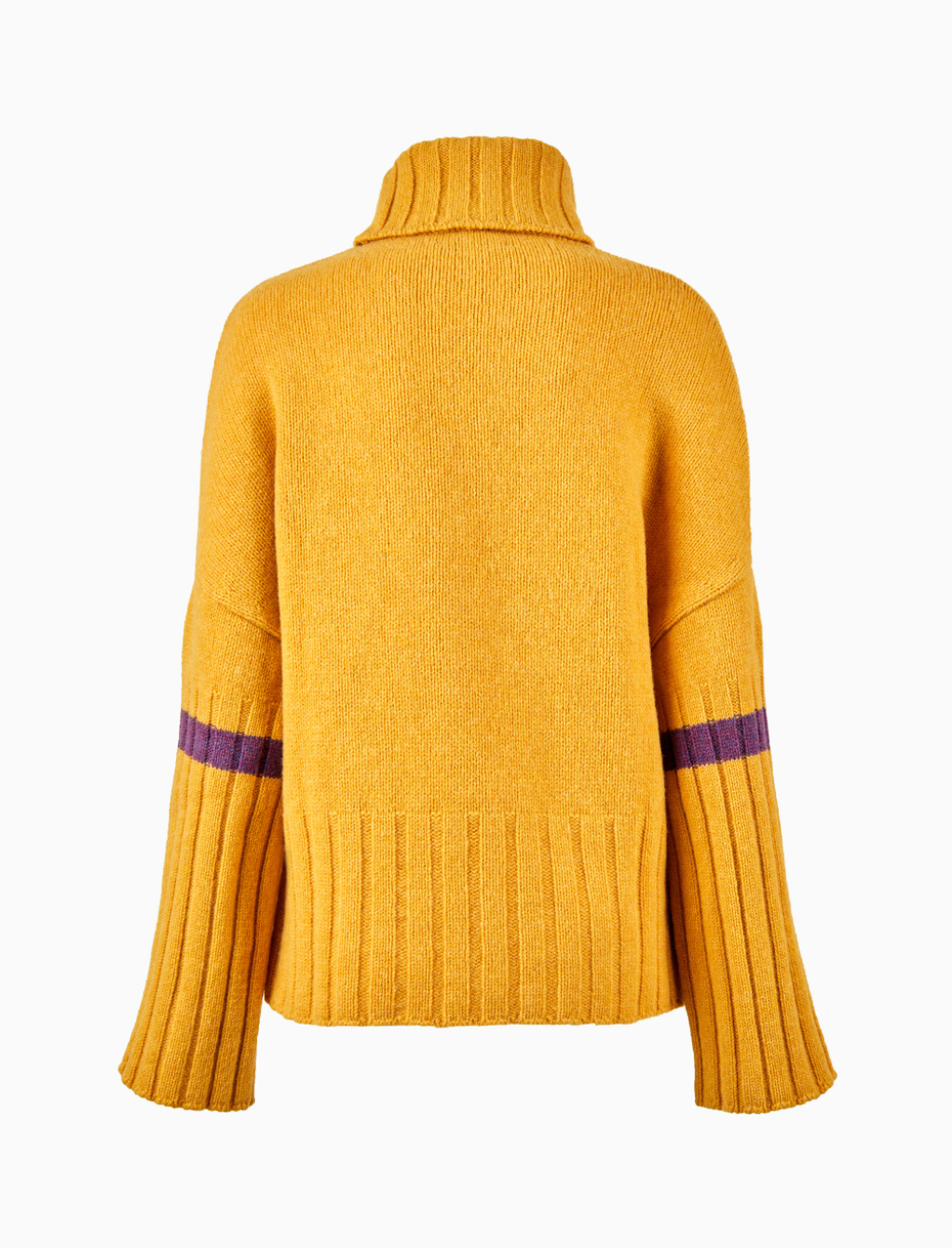 Women's plain yellow wool turtleneck - Gallo 1927 - Official Online Shop