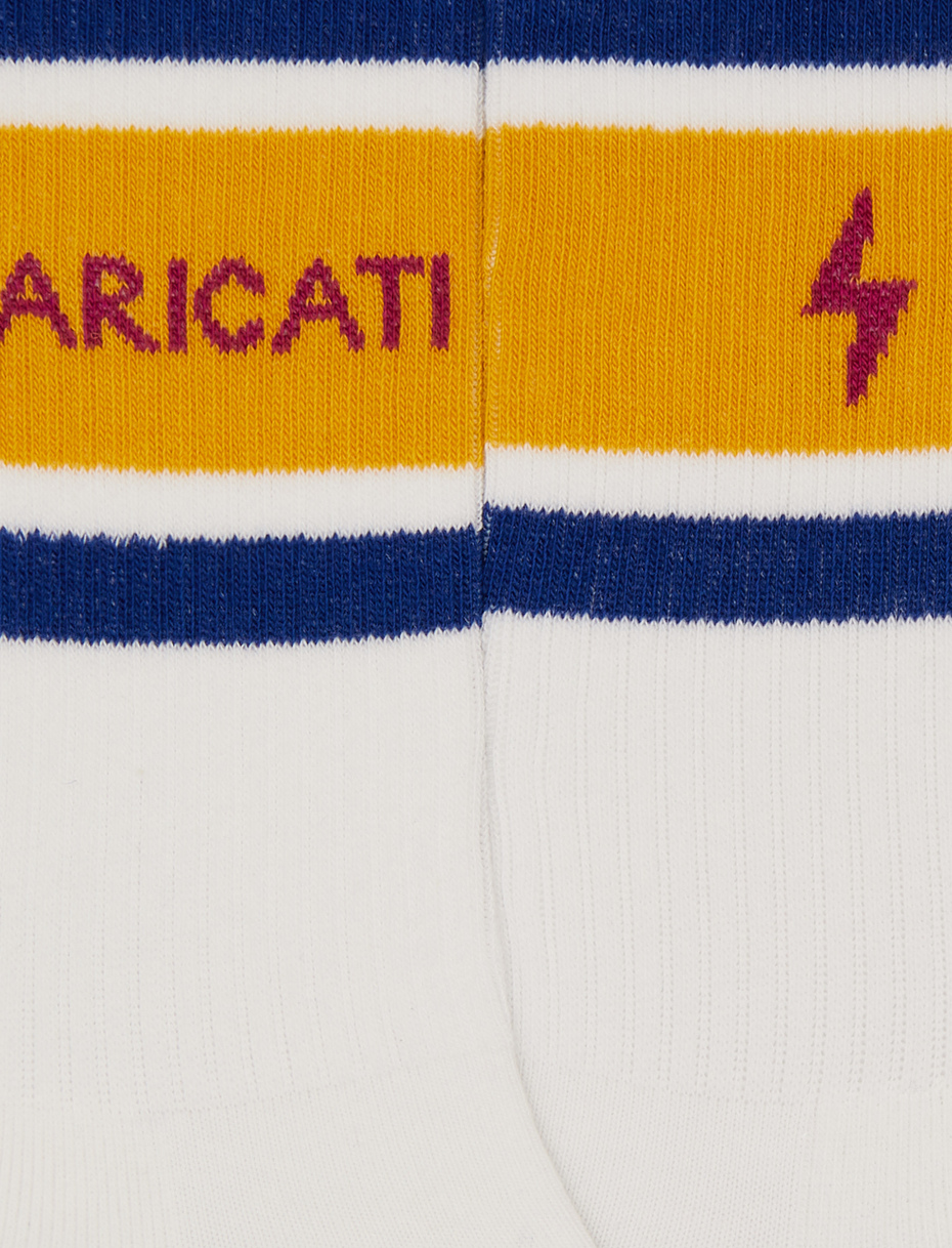 Unisex short white cotton terry socks with "ricaricati" slogan - Gallo 1927 - Official Online Shop