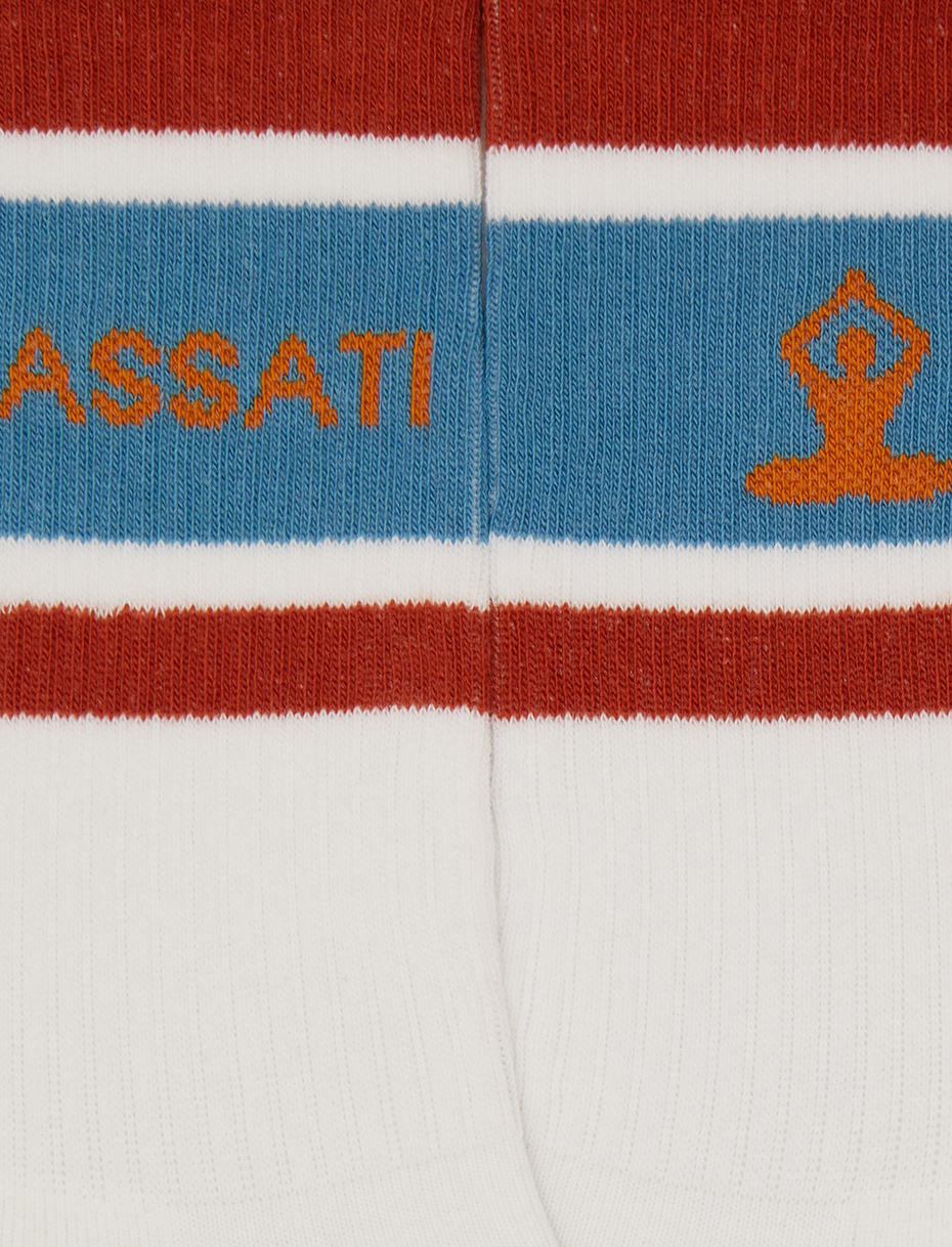 Calze corte unisex spugna di cotone bianco slogan rilassati - Gallo 1927 - Official Online Shop