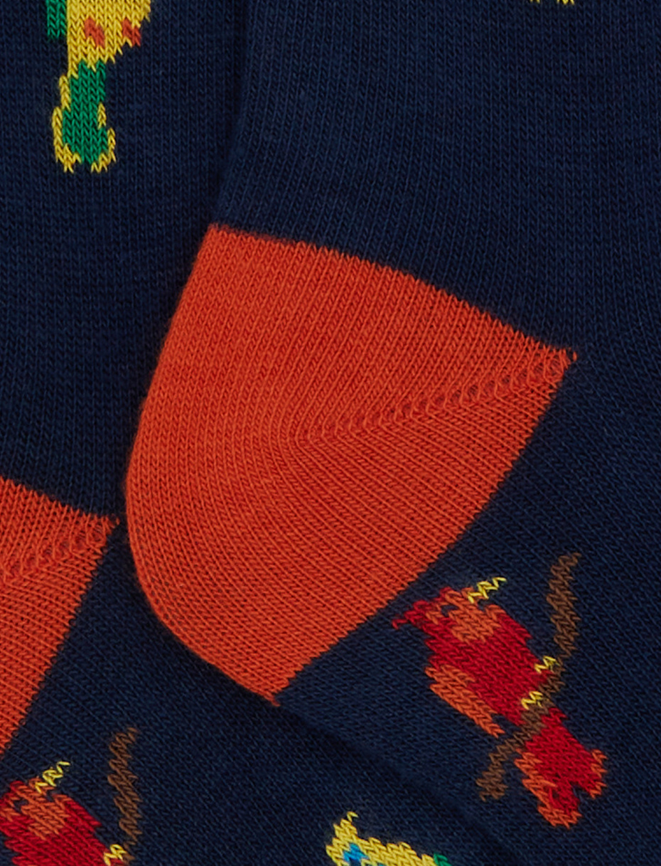 Calze lunghe bambino cotone blu fantasia picchio - Gallo 1927 - Official Online Shop