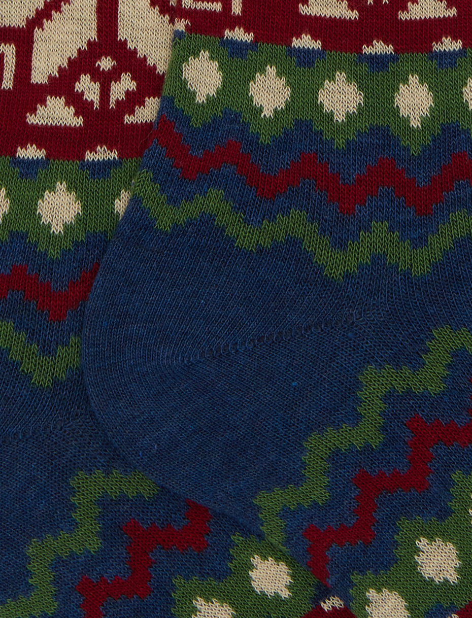 Calze lunghe uomo cotone blu fantasia greca natalizia - Gallo 1927 - Official Online Shop