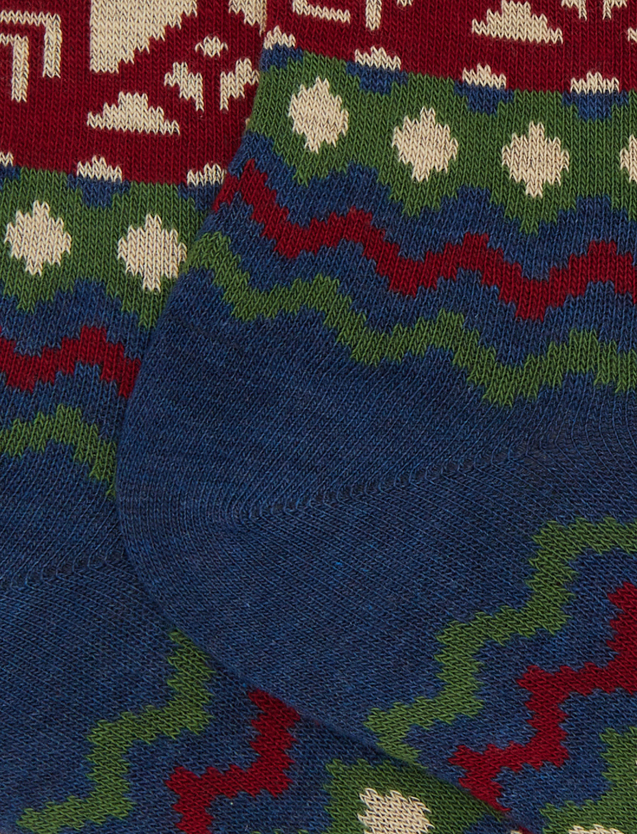 Calze corte uomo cotone blu fantasia greca natalizia - Gallo 1927 - Official Online Shop