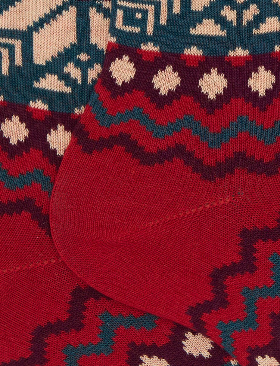 Calze corte uomo cotone rosso fantasia greca natalizia - Gallo 1927 - Official Online Shop