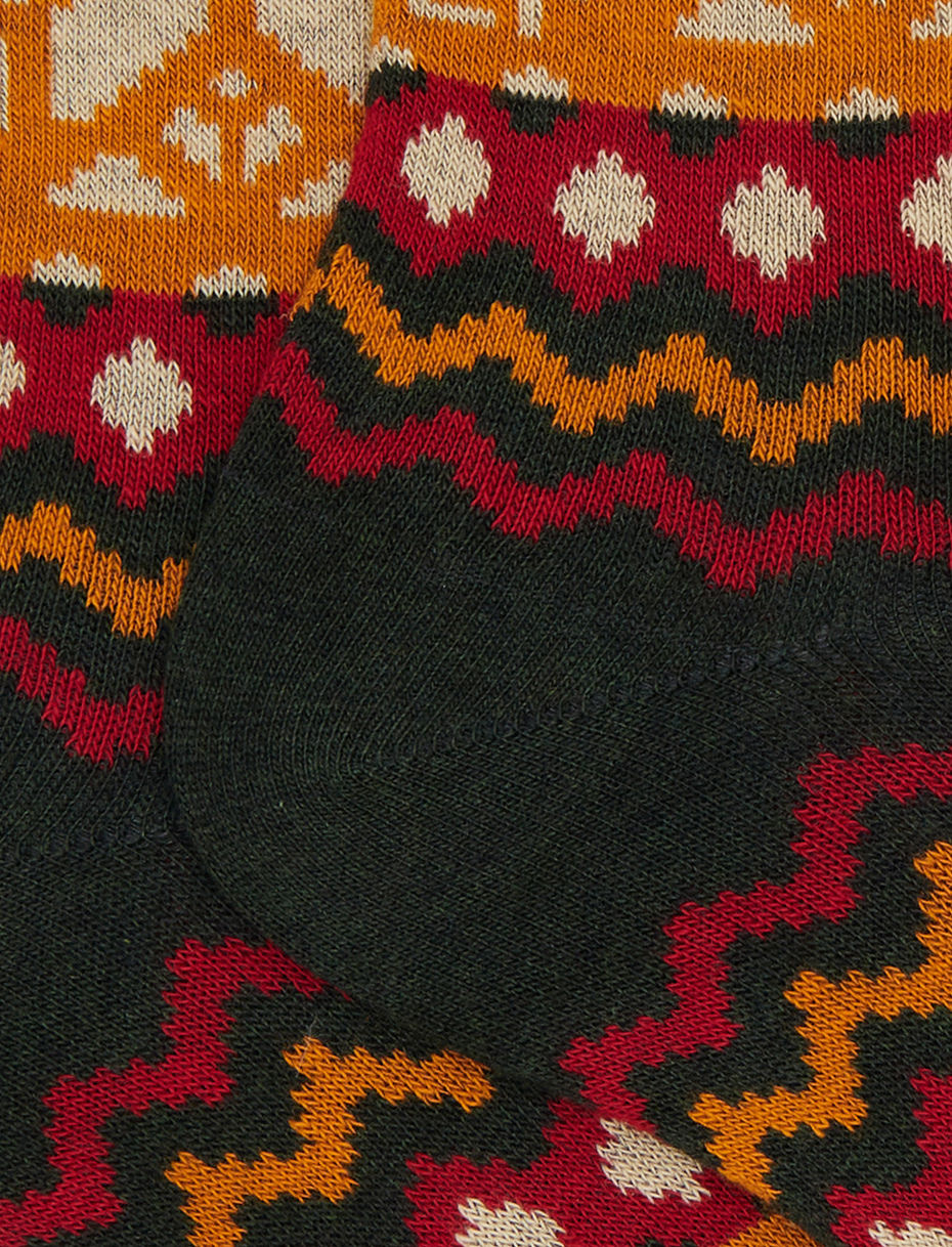 Calze corte uomo cotone verde fantasia greca natalizia - Gallo 1927 - Official Online Shop