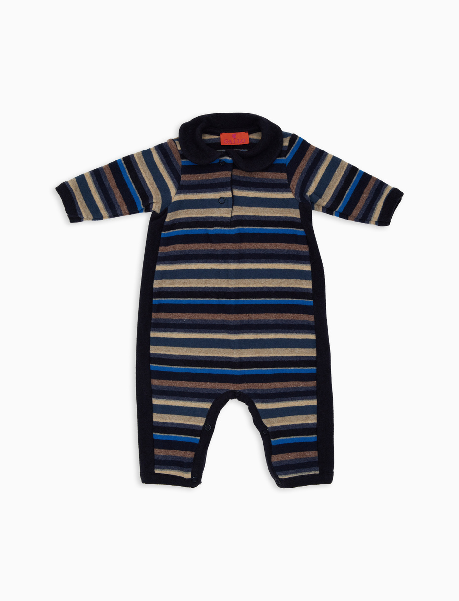 Tutina senza piedi bambino pile blu righe multicolor - Gallo 1927 - Official Online Shop