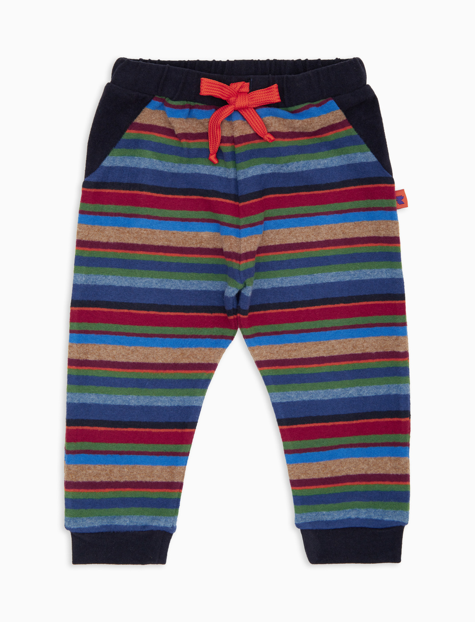 Kids' long blue fleece trousers multicoloured stripes - Gallo 1927 - Official Online Shop