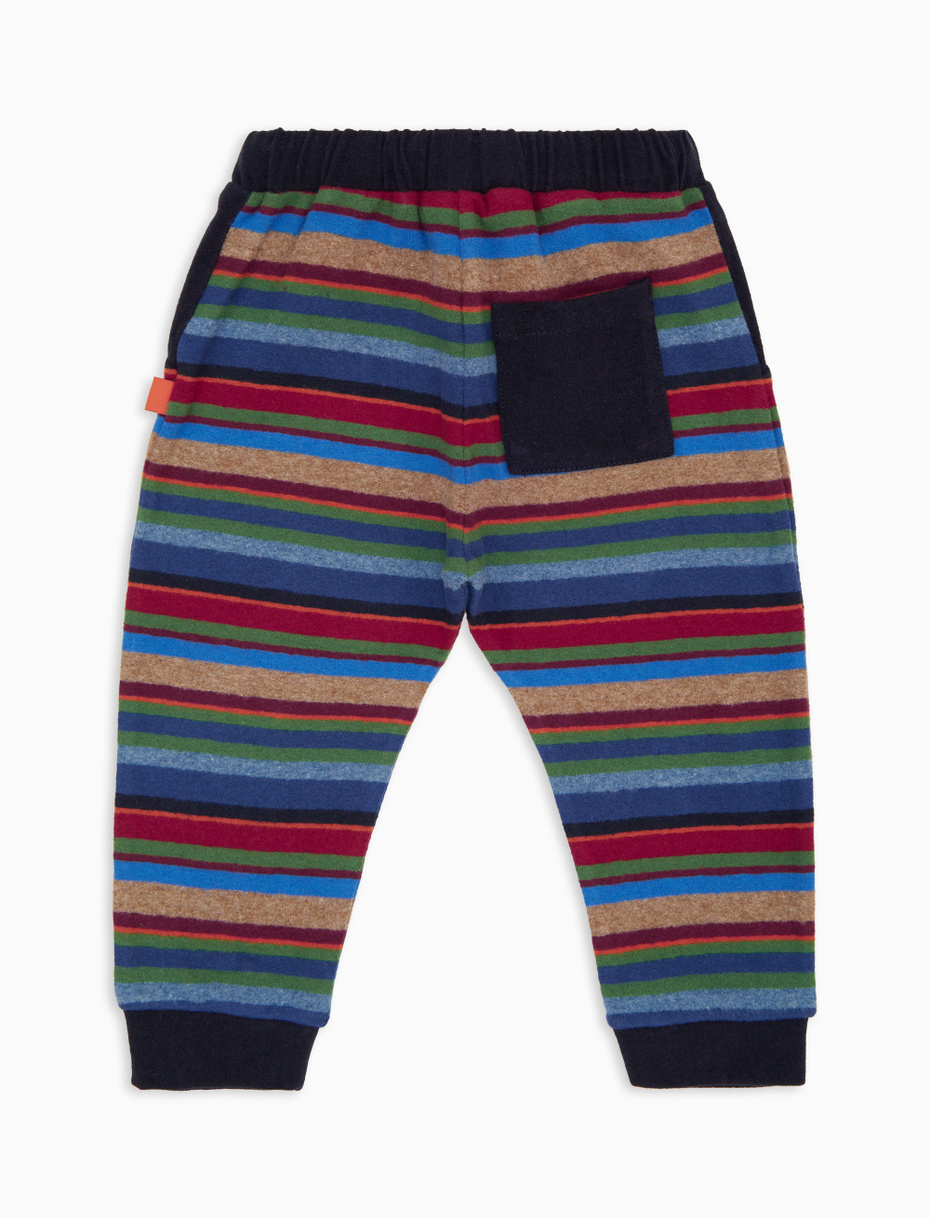 Kids' long blue fleece trousers multicoloured stripes - Gallo 1927 - Official Online Shop