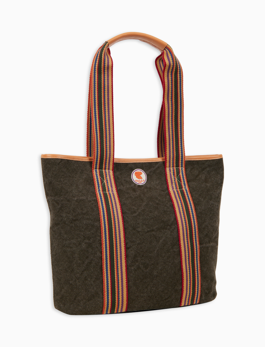 Women's large plain cotton canvas shopping bag green - Gallo 1927 - Official Online Shop