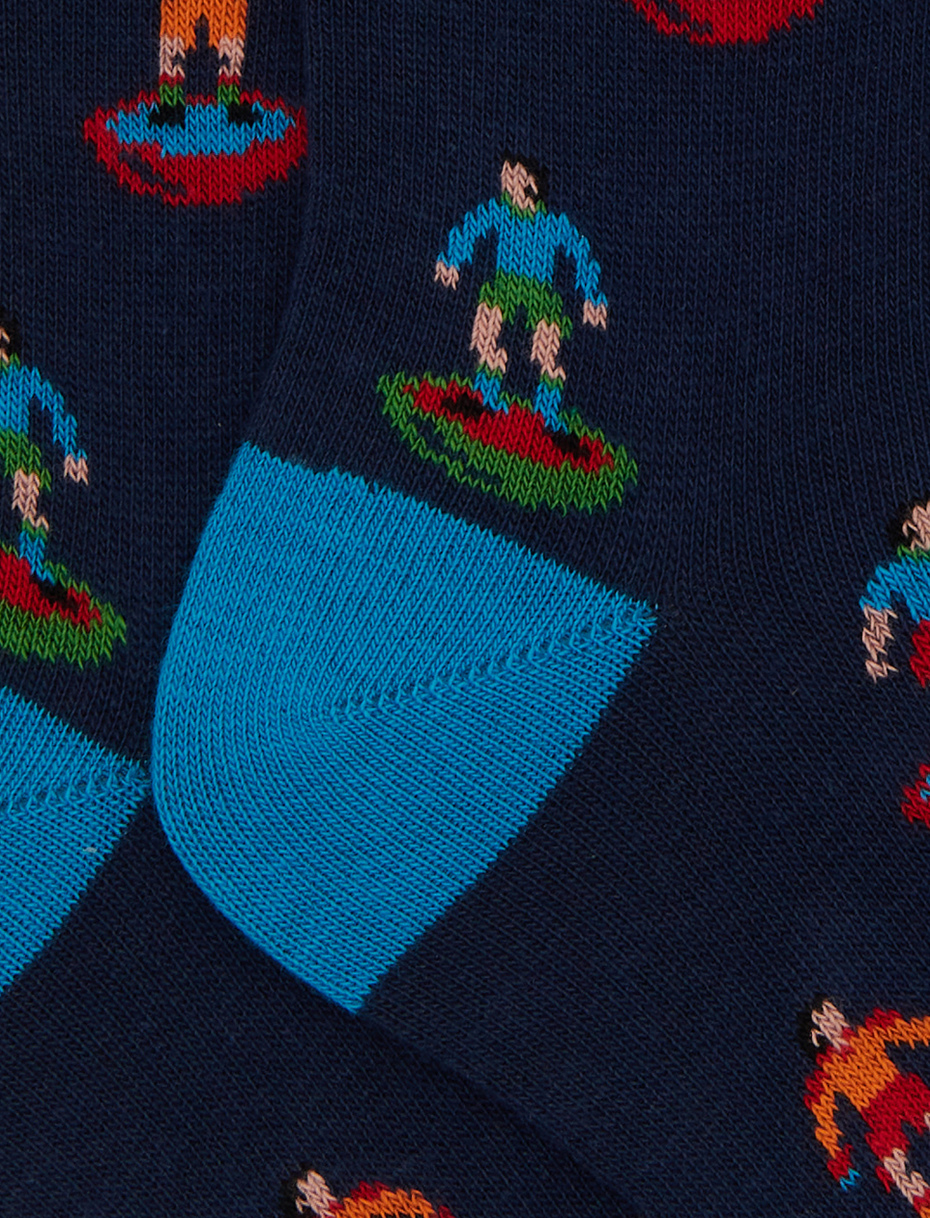 Calze lunghe bambino cotone blu fantasia gioco calcio - Gallo 1927 - Official Online Shop