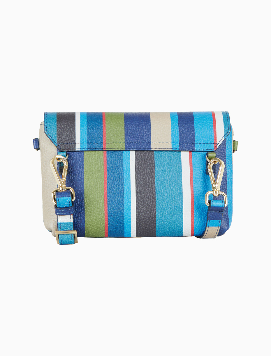 Borsa mini a tracolla donna in pelle martellata righe multicolor blu - Gallo 1927 - Official Online Shop
