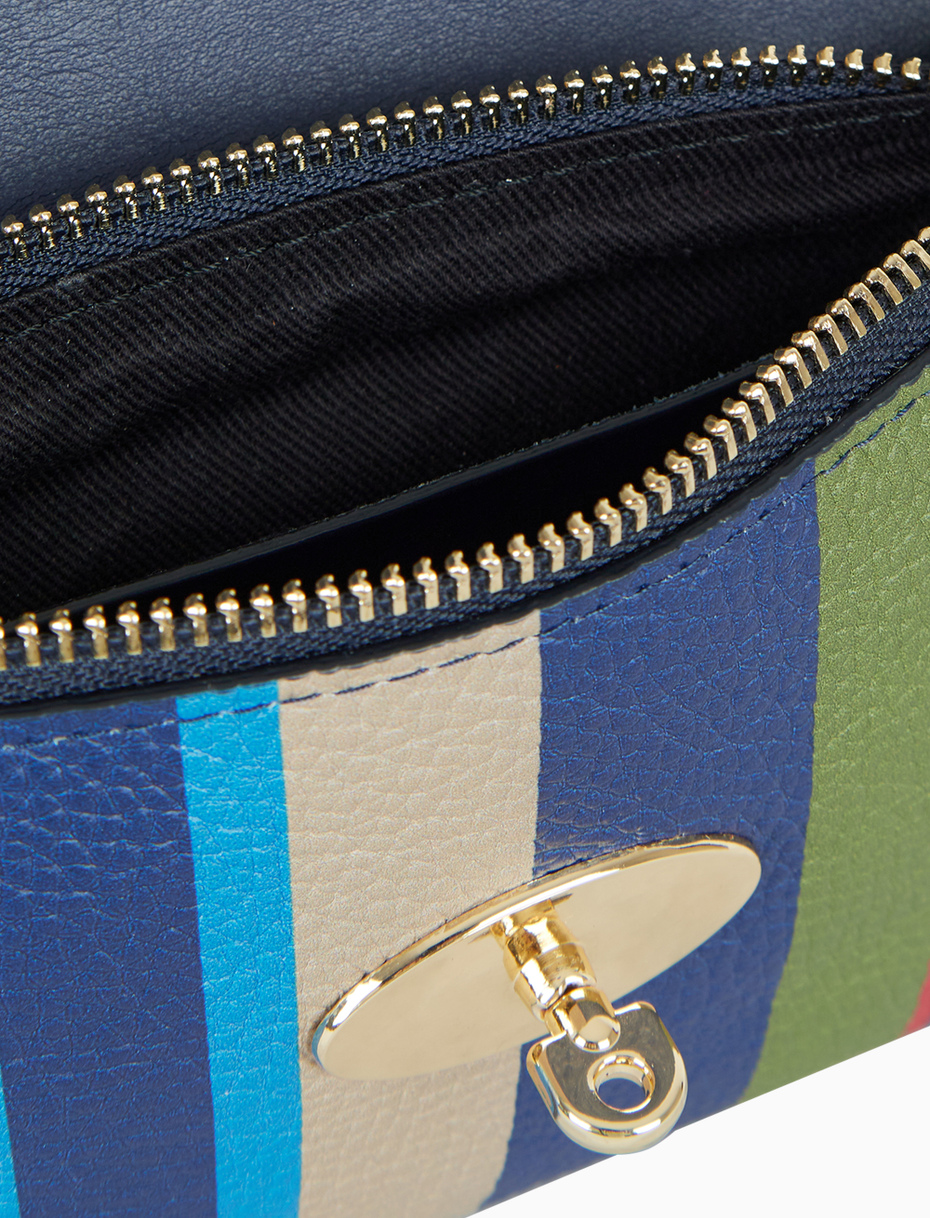 Borsa mini a tracolla donna in pelle martellata righe multicolor blu - Gallo 1927 - Official Online Shop