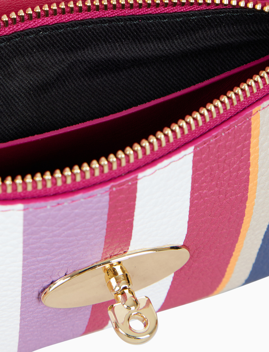 Borsa mini a tracolla donna in pelle martellata righe multicolor bianco - Gallo 1927 - Official Online Shop