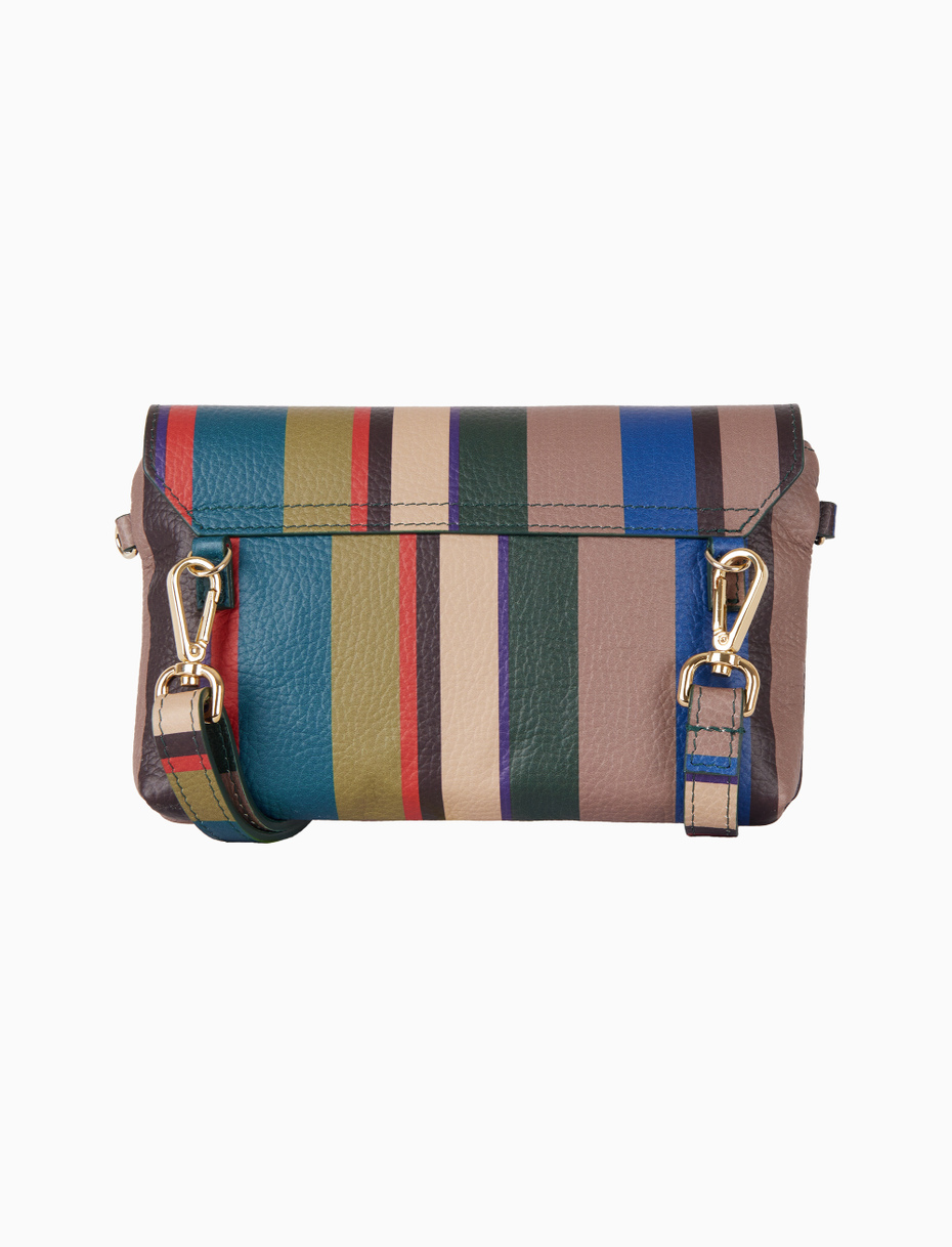Women's beige multicolor striped hammered leather mini shoulder bag - Gallo 1927 - Official Online Shop