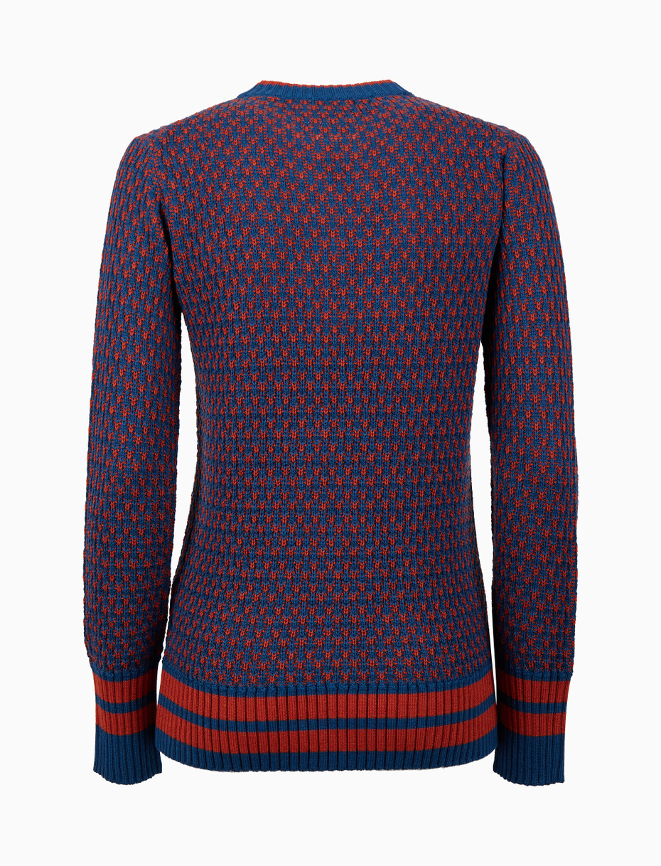 Pull girocollo donna lana blu fantasia a due colori - Gallo 1927 - Official Online Shop