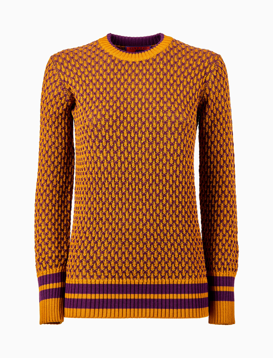 Pull girocollo donna lana giallo fantasia a due colori - Gallo 1927 - Official Online Shop