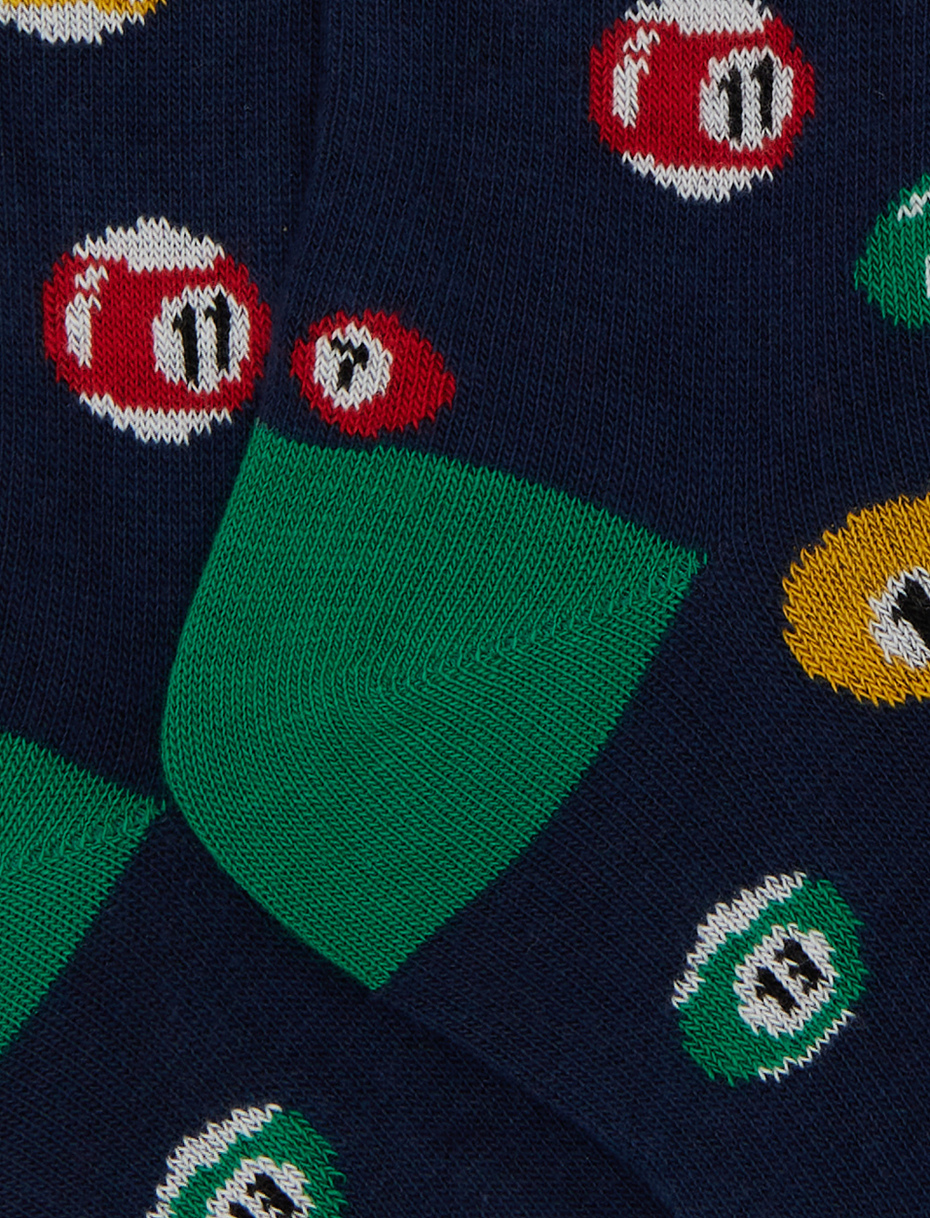 Calze lunghe bambino cotone blu fantasia palle da biliardo - Gallo 1927 - Official Online Shop