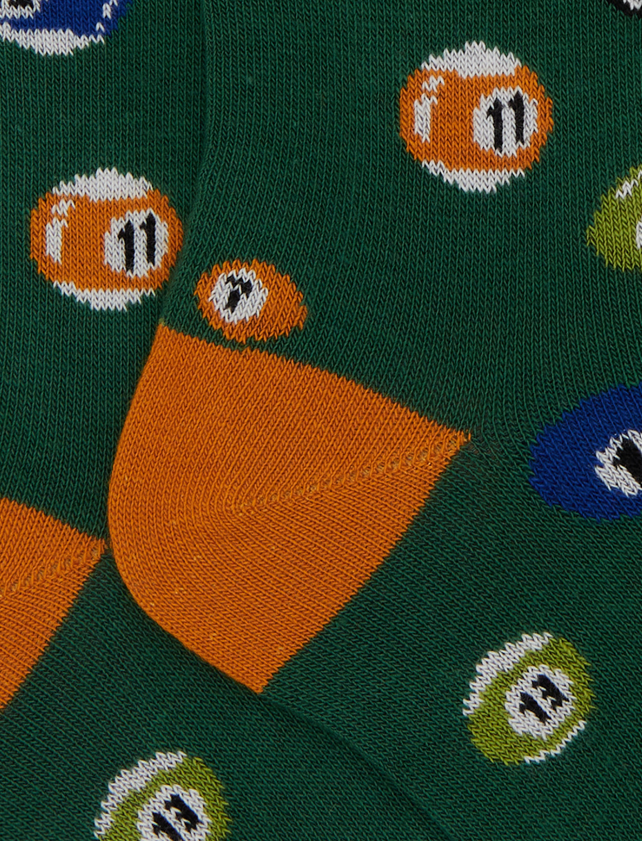 Calze lunghe bambino cotone verde fantasia palle da biliardo - Gallo 1927 - Official Online Shop