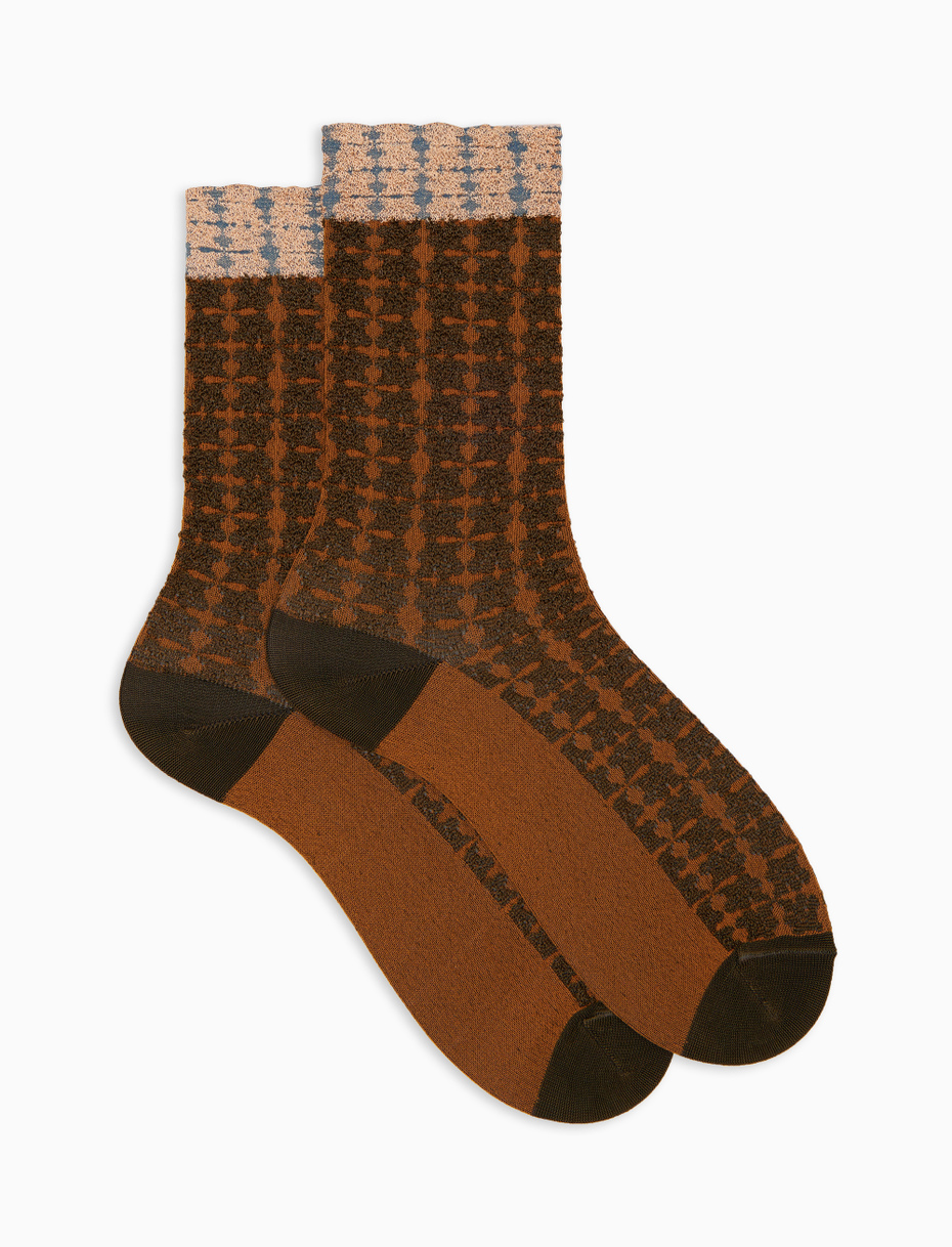 Calze corte donna viscosa verde fantasia foglioline - Gallo 1927 - Official Online Shop