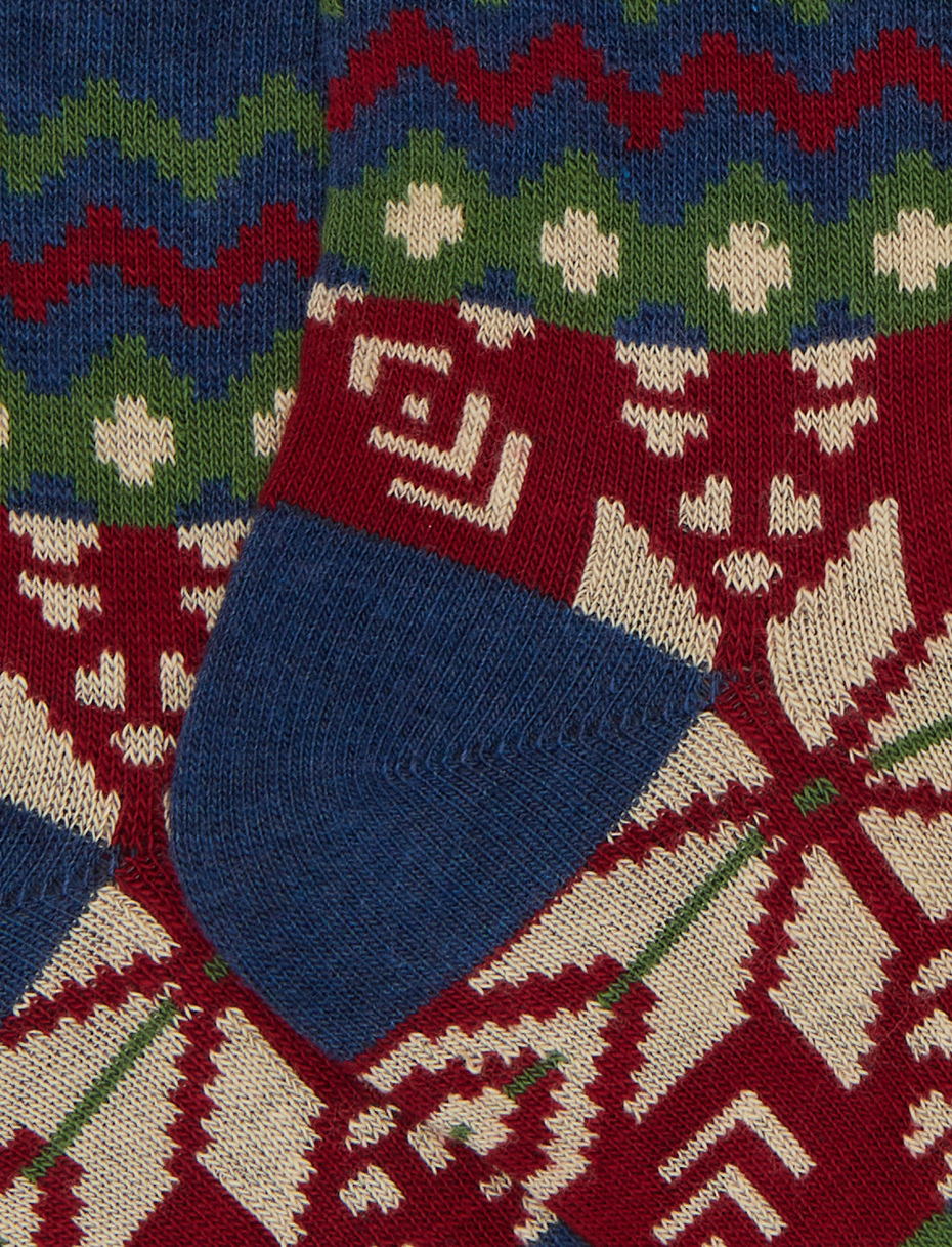 Calze lunghe bambino cotone blu fantasia greca natalizia - Gallo 1927 - Official Online Shop