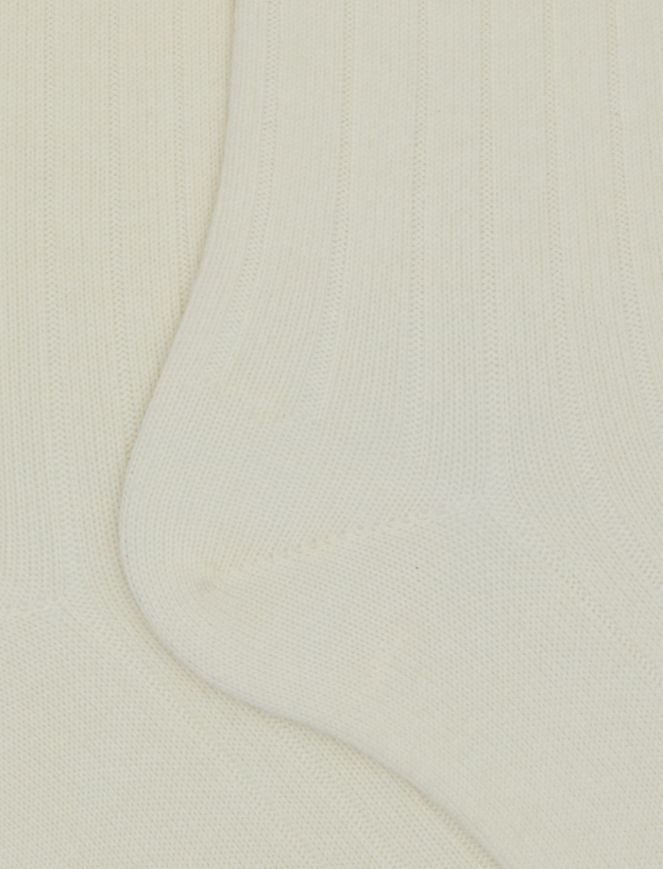 Men's short plain white ribbed wool socks - Gallo 1927 - Official Online Shop
