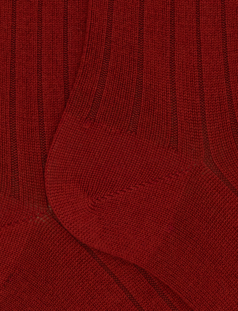 Men's short plain ribbed socks in orange wool - Gallo 1927 - Official Online Shop