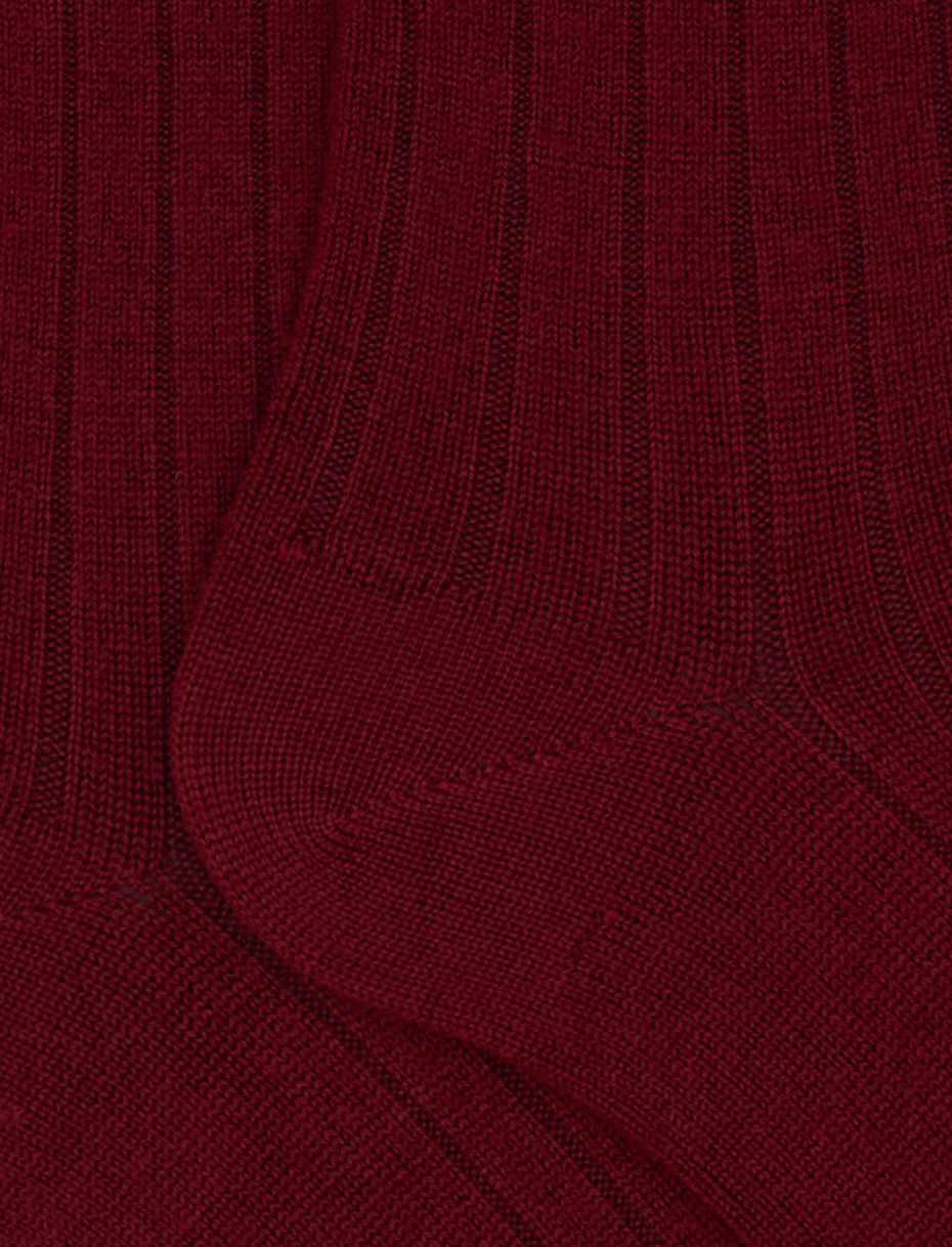 Men's short plain ribbed socks in red wool - Gallo 1927 - Official Online Shop