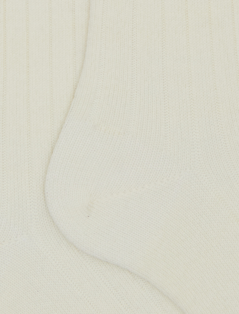 Men's long plain white ribbed wool socks - Gallo 1927 - Official Online Shop