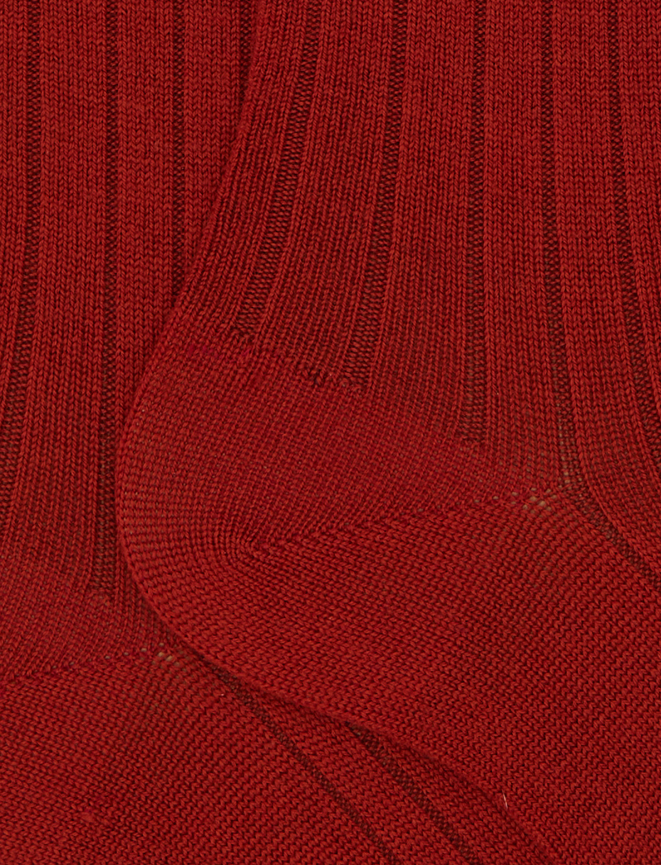 Men's long plain orange ribbed wool socks - Gallo 1927 - Official Online Shop