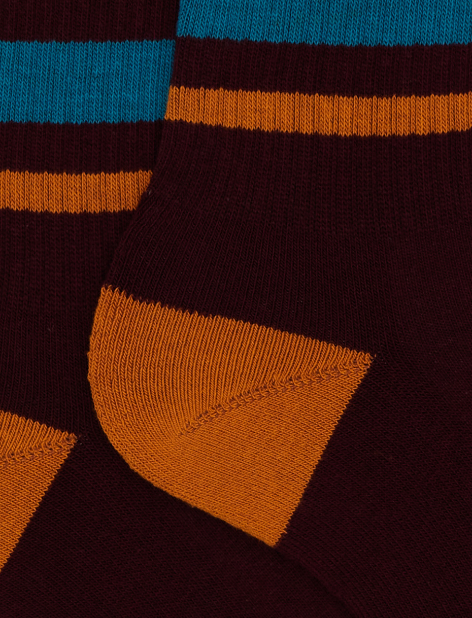 Calze corte unisex spugna di cotone bordò con righe e scritta gallo - Gallo 1927 - Official Online Shop