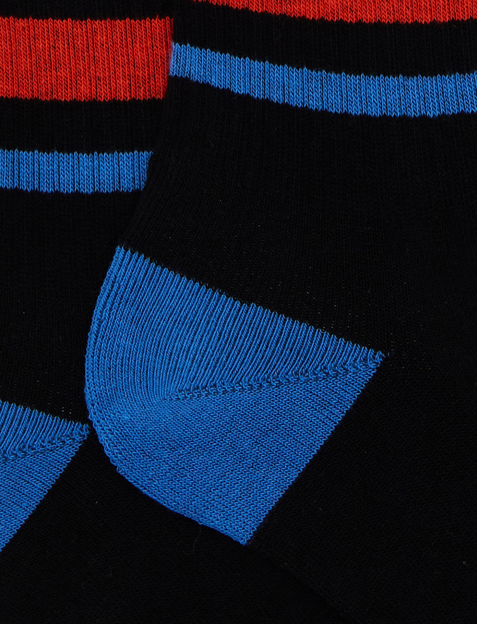 Calze corte unisex spugna di cotone nero con righe e scritta gallo - Gallo 1927 - Official Online Shop
