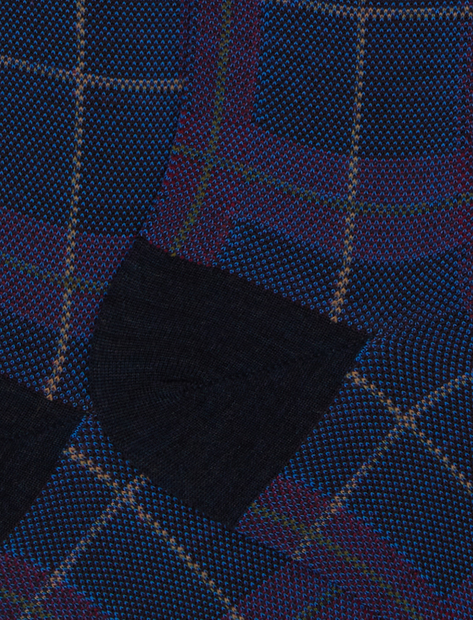 Calze lunghe uomo lana blu fantasia tartan - Gallo 1927 - Official Online Shop