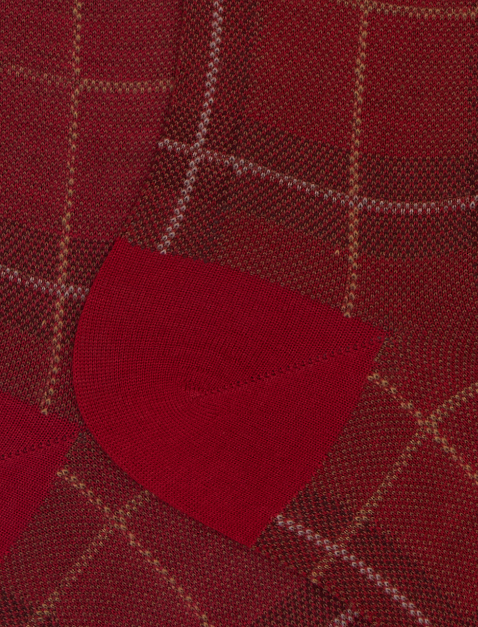 Calze lunghe uomo lana rosso fantasia tartan - Gallo 1927 - Official Online Shop