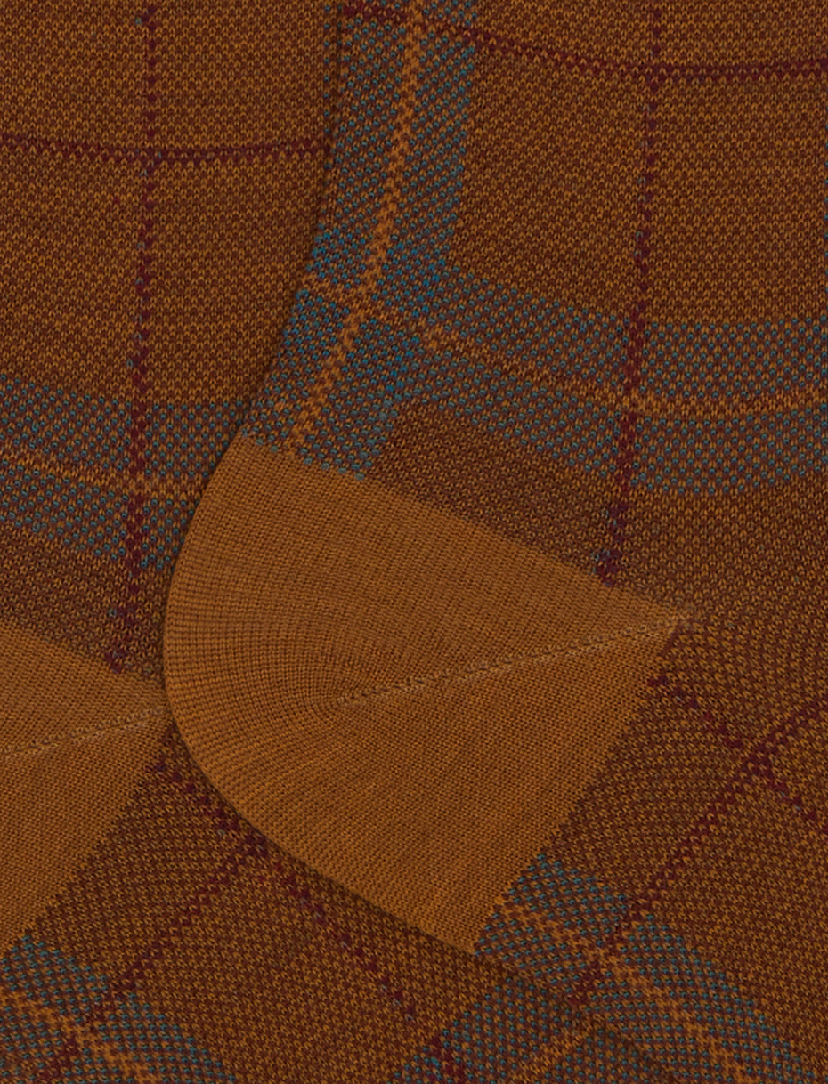 Calze lunghe uomo lana marrone fantasia tartan - Gallo 1927 - Official Online Shop
