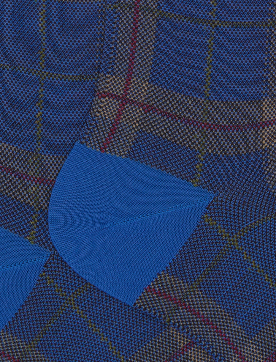 Calze lunghe uomo lana azzurro fantasia tartan - Gallo 1927 - Official Online Shop