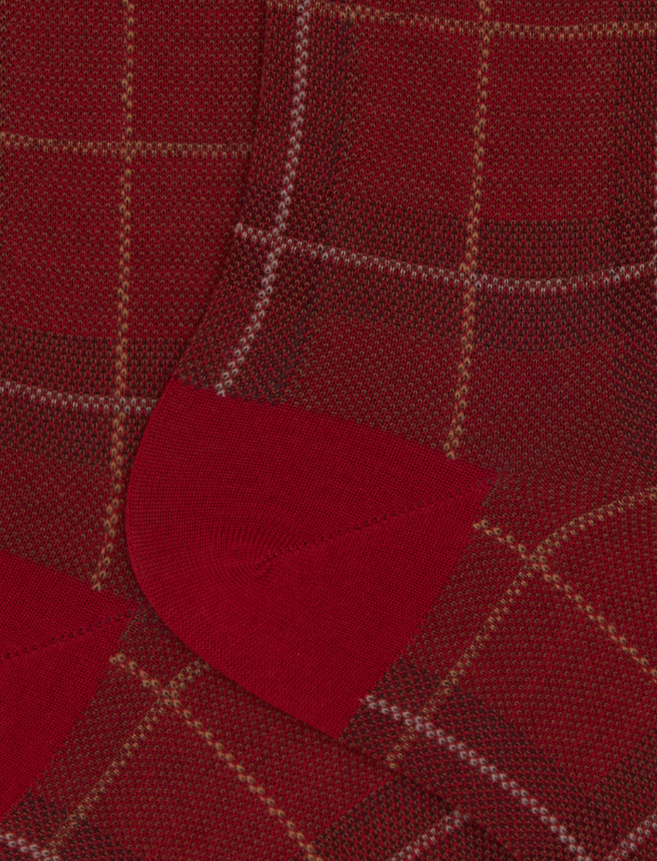 Calze corte uomo lana rosso fantasia tartan - Gallo 1927 - Official Online Shop