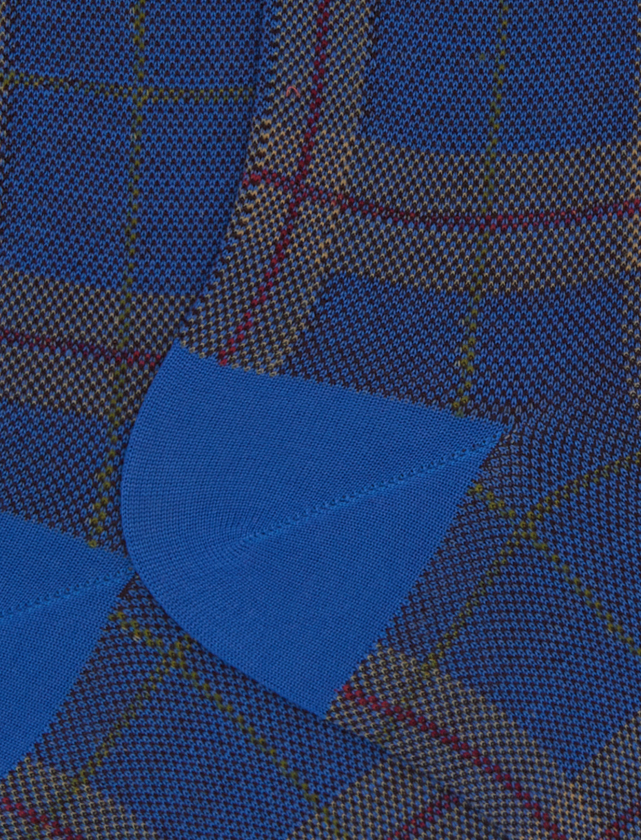 Calze corte uomo lana azzurro fantasia tartan - Gallo 1927 - Official Online Shop